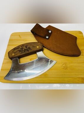 6" Alaskan Ulu Knife - Regular Size Lamson USA with Brown Wooden Handle